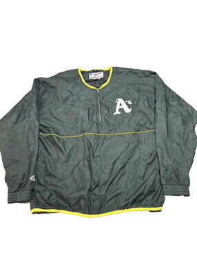 Oakland Athletics A’s Majestic Baseball 1/4 Zip Dugout Jacket XL MLB Sacramento